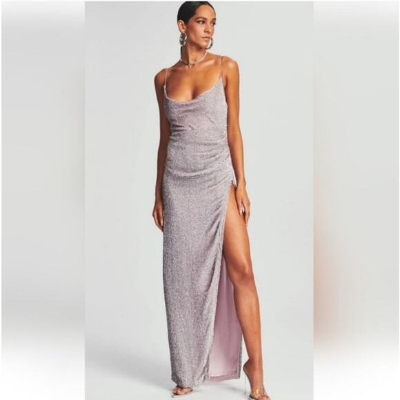 Retrofete Dresses & Skirts - Retrofete Katya Dress Lilac Purple XS Maxi Sequins Cowl Neck Sleeveless NWT